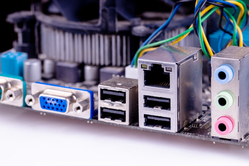 back input and output I/O motherboard panel.