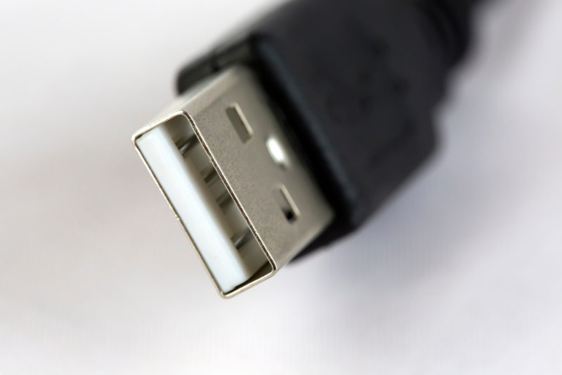 USB cable plug isolated on white background