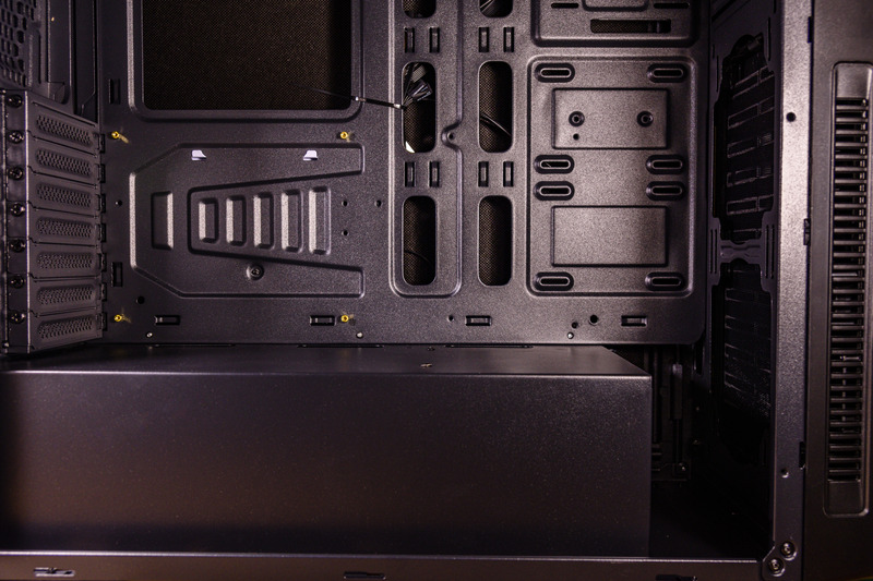 Closeup of new modern empty computer case