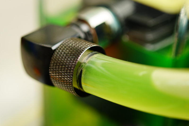Close-up Liquid cooling system in computer
